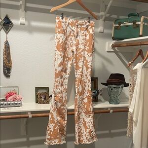 Orange and White Splatter Print Pants